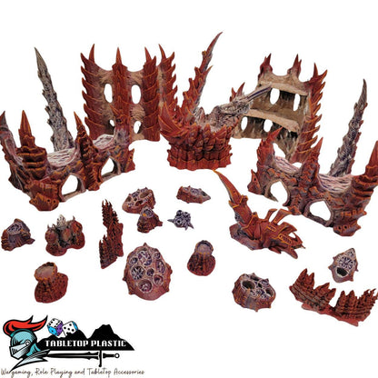 Alien Hive Ruins: 28mm Sci-Fi Wargaming Terrain Set