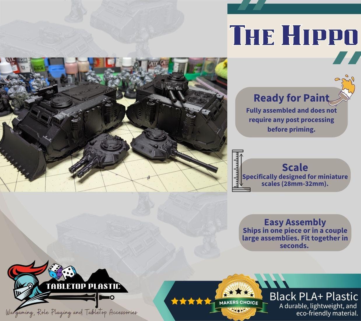 The Hippo Modular Sci-Fi APC Tank 28–32mm | Turret & Dozer Options