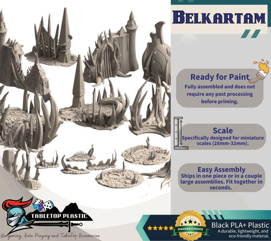 Belkartam Corrupted Ancient World: alien‑daemonic ruins set with webway portals - (28–32 mm) for 40k & Kill Team