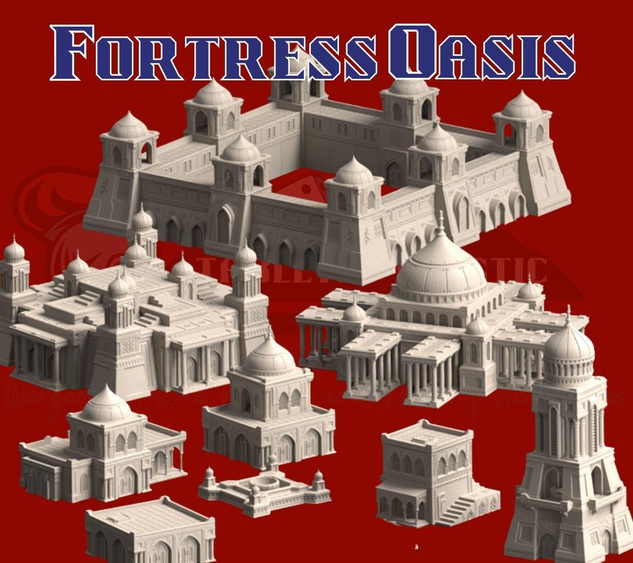 Epic Scale 6mm-8mm Desert Fortress City Terrain — Palaces, Walls & Hab Blocks Tabletop Scenery