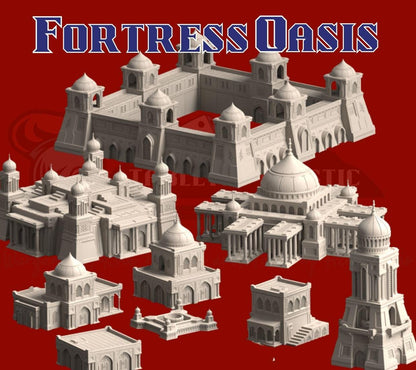 Epic Scale 6mm-8mm Desert Fortress City Terrain — Palaces, Walls & Hab Blocks Tabletop Scenery