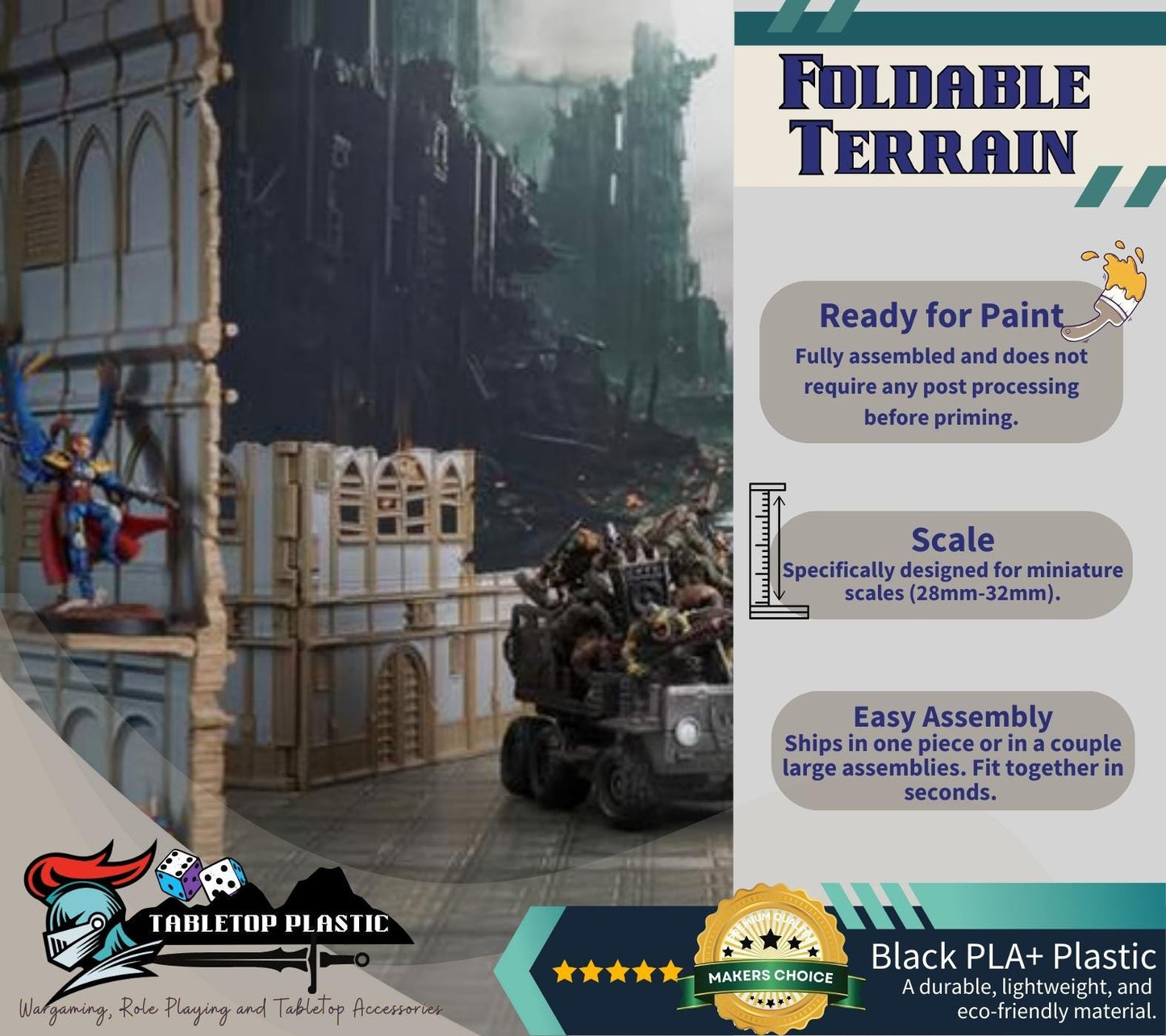 WTC 2025 Tournament Terrain: Foldable Ruins & Containers - Map Pack v2.3