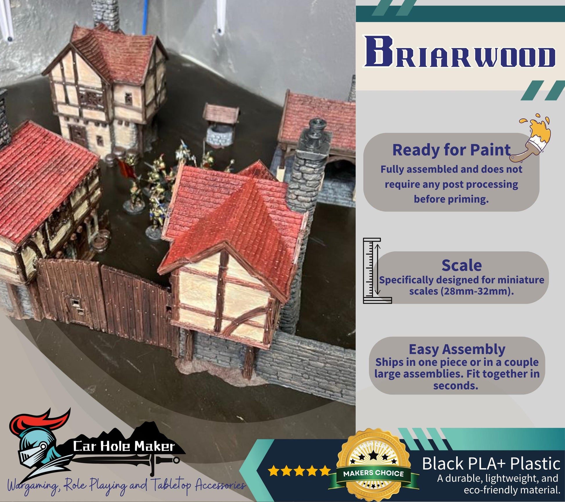 Medieval Village Terrain: Fantasy 32mm Scenery - Briarwood