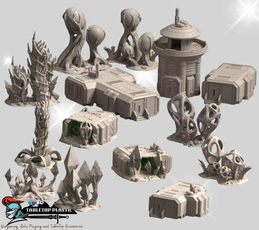 Jungle Death world Sci-Fi Terrain: Research Station Alien Forest - 28-32mm Scale