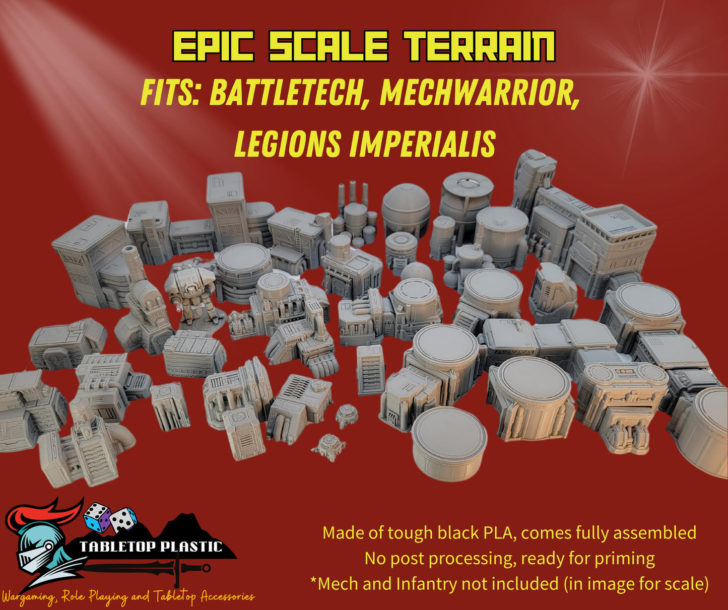 Epic Scale Industrial Zone Terrain: 6mm-8mm Wargaming Scenery