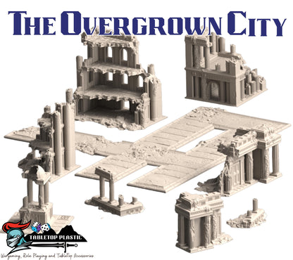 Ancient Roman ruined city terrain: overgrown temple & corner ruins — 28–32 mm wargaming scenery