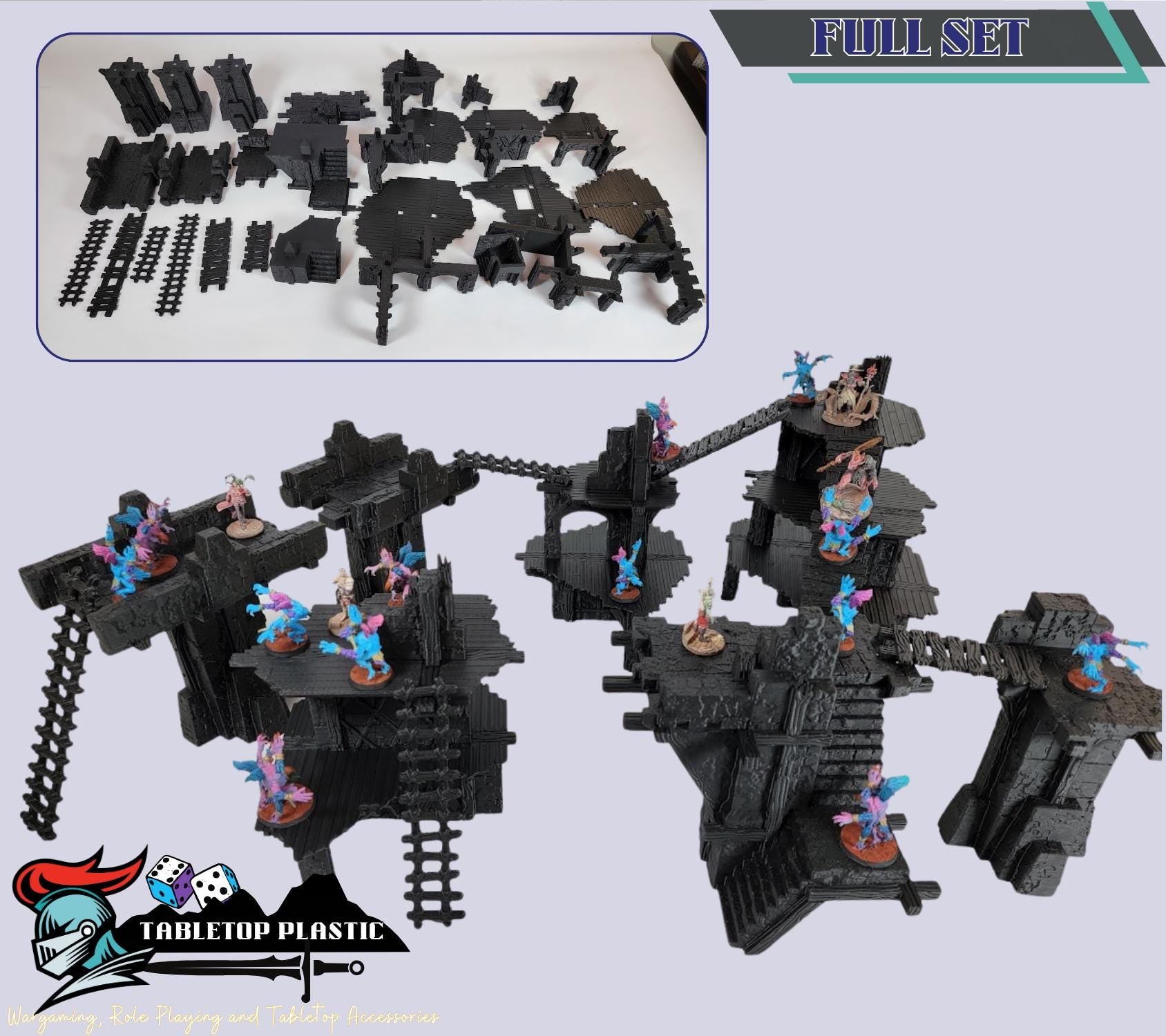 Ancient Bridge Terrain – Modular Fantasy Ruins & Elevated Walkways for 28mm-32mm Wargames and RPGs