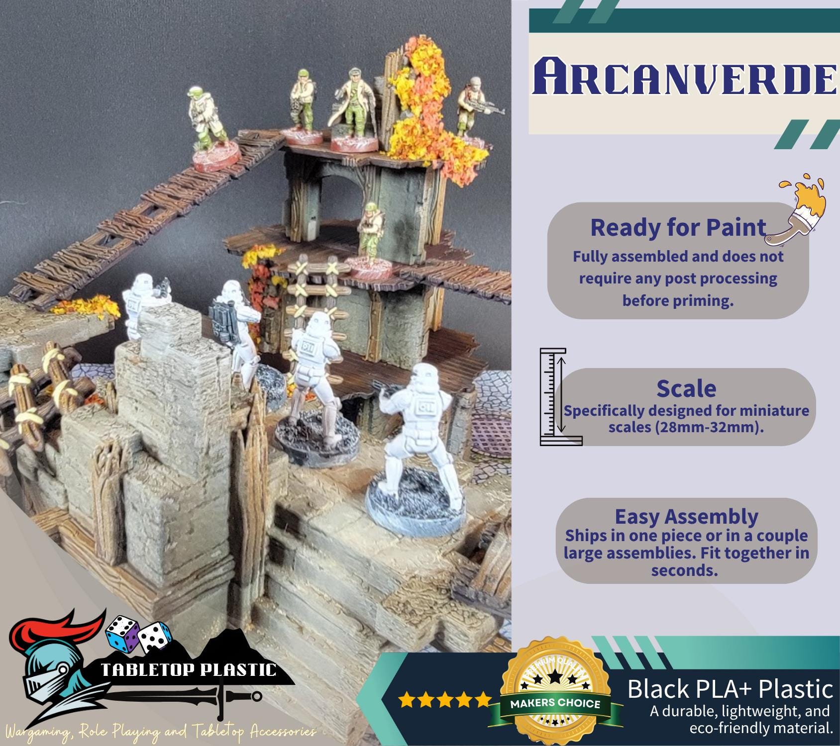 Ancient Bridge Terrain – Modular Fantasy Ruins & Elevated Walkways for 28mm-32mm Wargames and RPGs