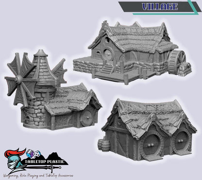 Halfling Village — Hobbiton‑Style Town Terrain Bundle (28-32mm scale)