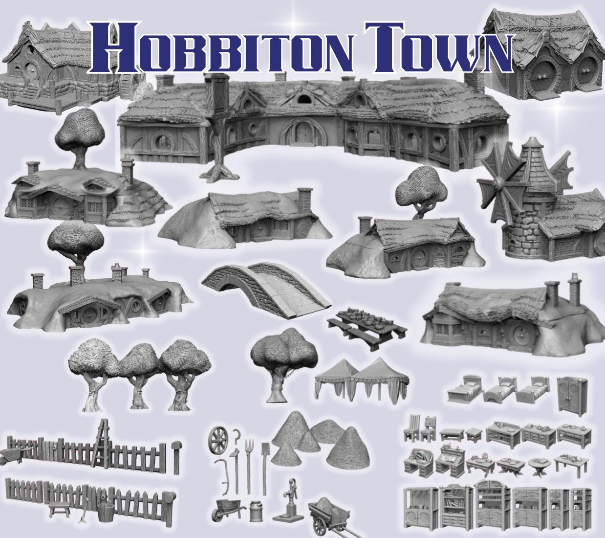Halfling Village — Hobbiton‑Style Town Terrain Bundle (28-32mm scale)