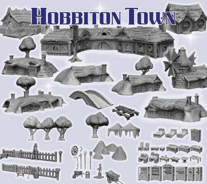 Halfling Village — Hobbiton‑Style Town Terrain Bundle (28-32mm scale)