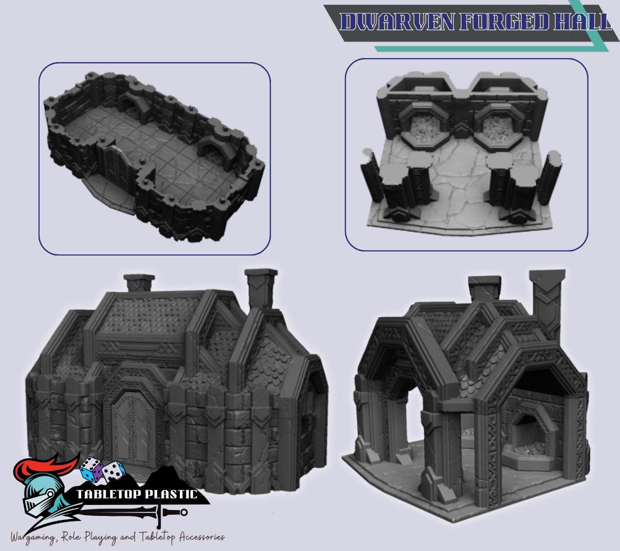 Dwarven Outpost Terrain Set | Kiribador Walls, Gate, Watchtower, Forge, Hall & Dungeon Tiles