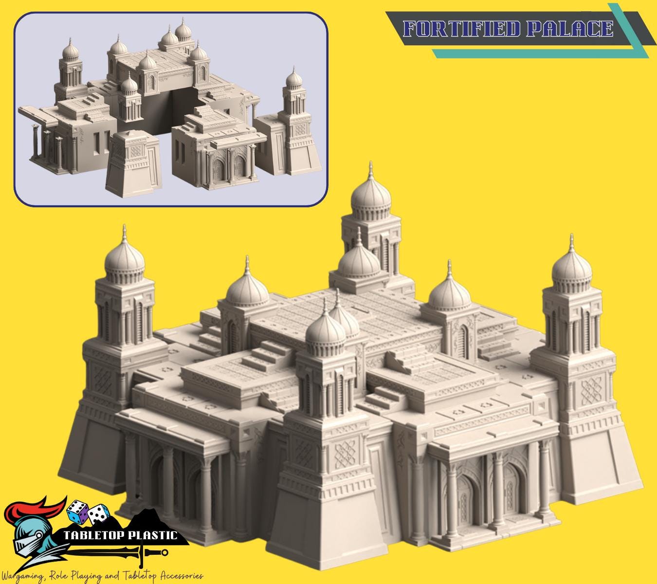 Desert Fortress City Terrain – 10mm-12mm Tabletop Oasis Scenery Set