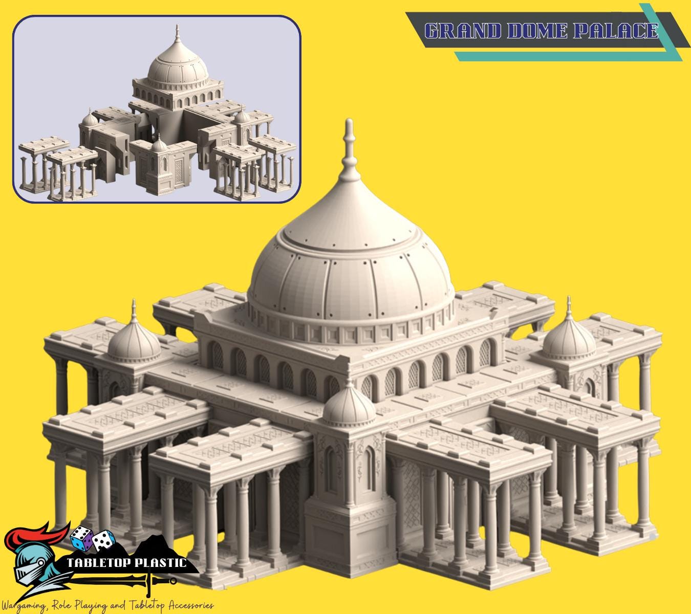 Desert Fortress City Terrain – 10mm-12mm Tabletop Oasis Scenery Set