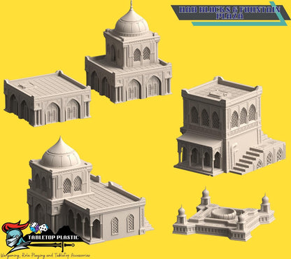 Desert Fortress City Terrain – 10mm-12mm Tabletop Oasis Scenery Set