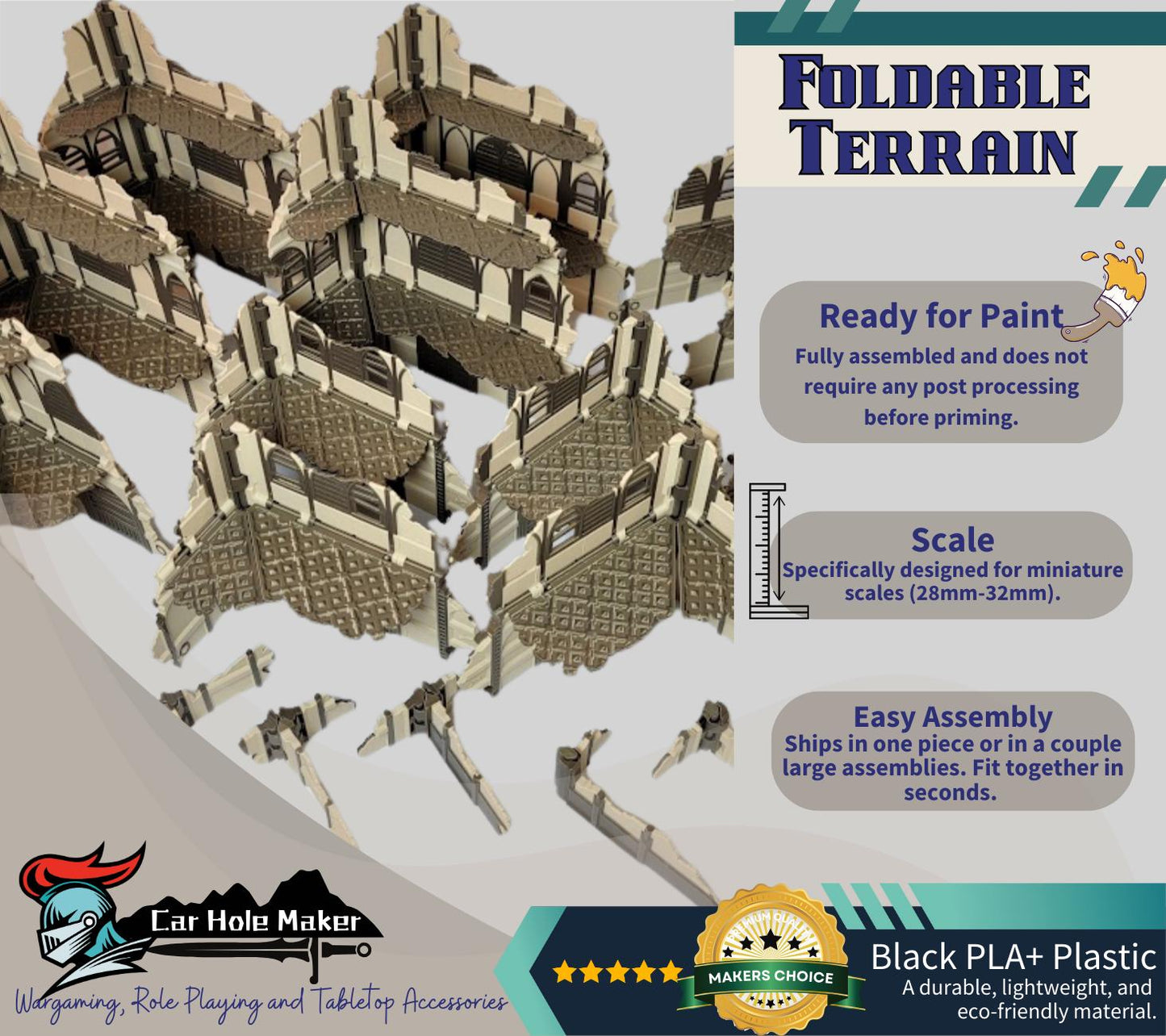 Foldable Wargaming Terrain: Modular Sci-Fi Ruins - Grimdark Chapter Approved