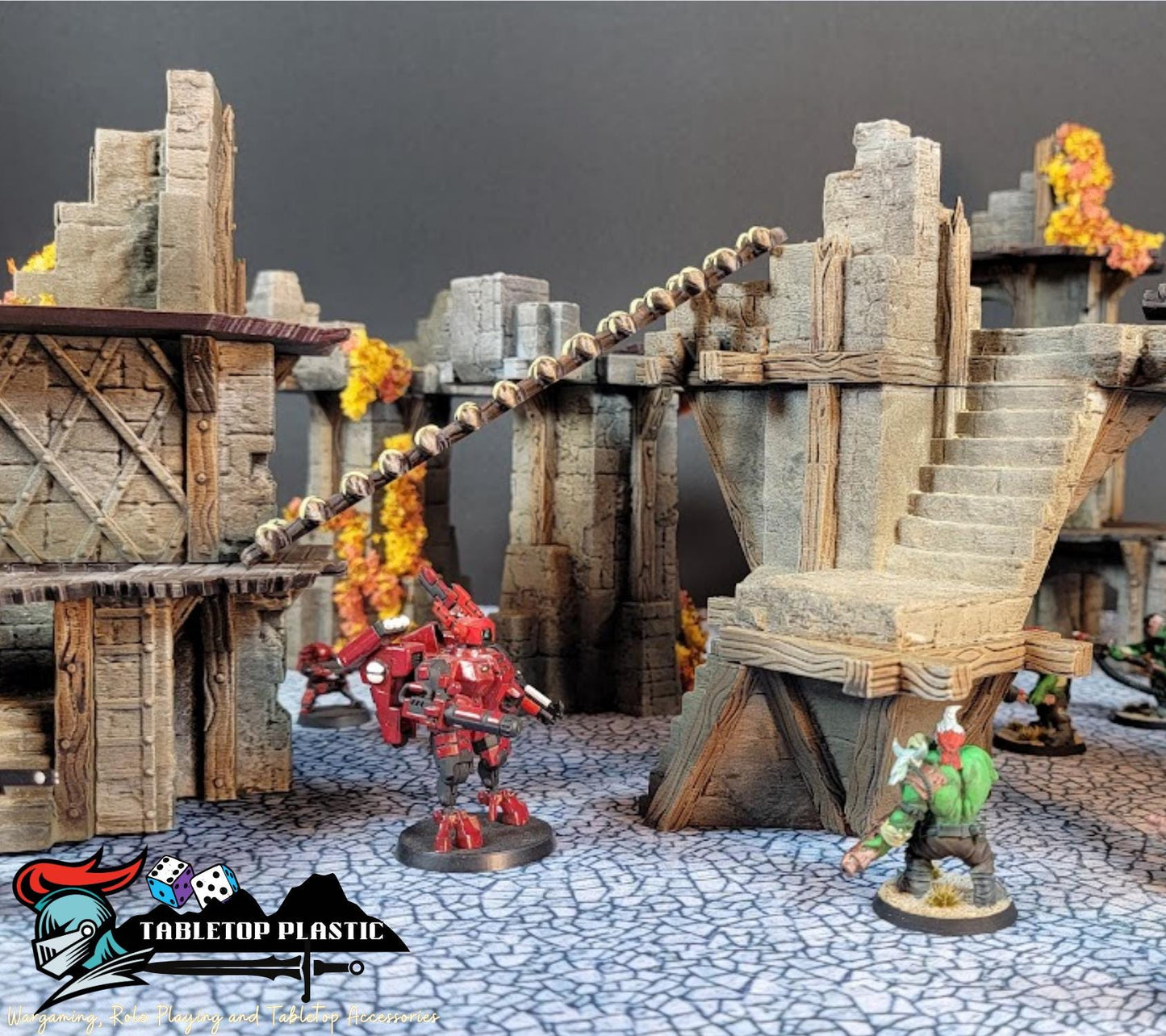 Ancient Bridge Terrain – Modular Fantasy Ruins & Elevated Walkways for 28mm-32mm Wargames and RPGs