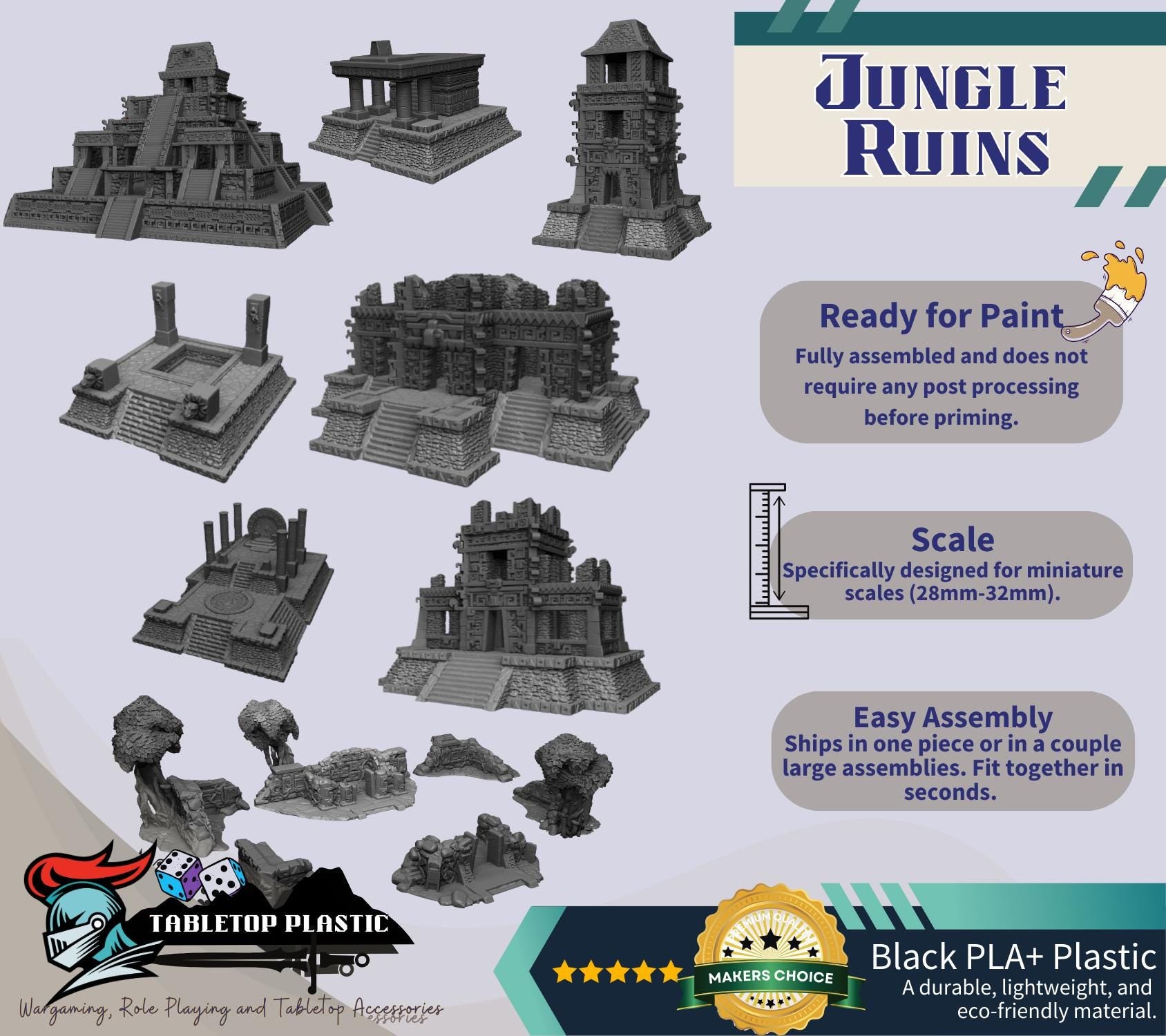 Jungle Ruins Terrain Set | Mesoamerican Temples, Spawning Pool, Portal & Ziggurat for Seraphon/Lizardmen