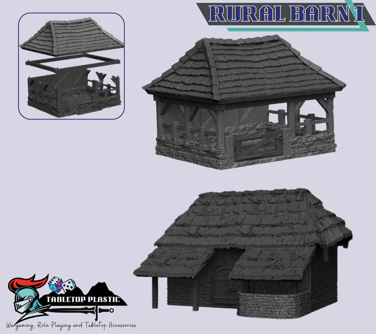 Medieval Farm Terrain Set | Windmill, Barns, Manger & Granary (28mm Rural)