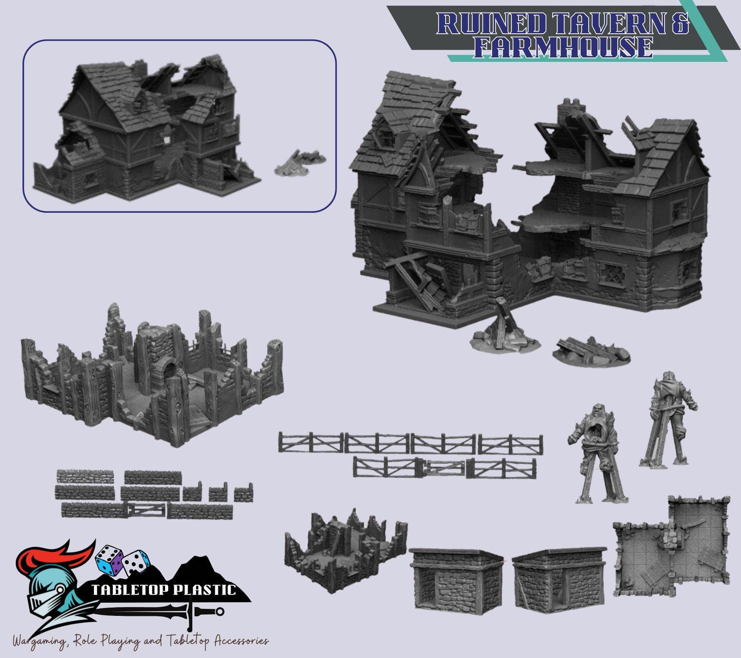 Medieval Harbour Terrain Set | Docks, Walls, Tower, Fisherman’s Hut & Merchant Ship (28mm)