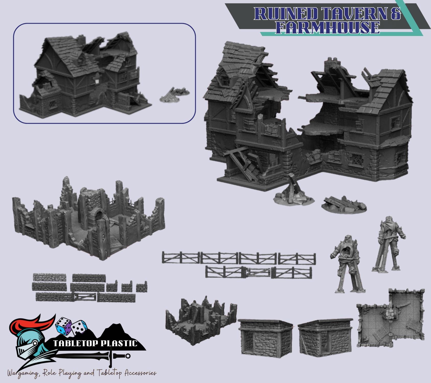 Full Medieval Town Terrain Bundle | Castle, Church, Tavern, Manor, Town Houses & Civic Buildings (28mm)