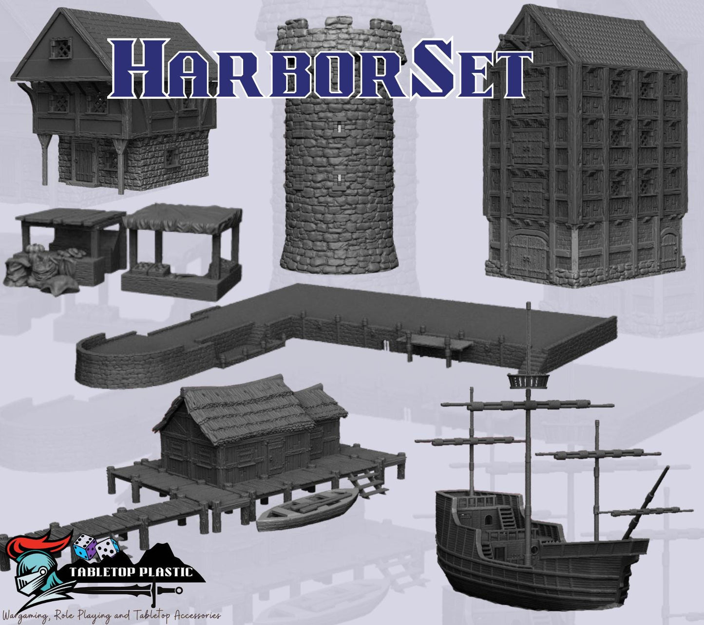Full Medieval Town Terrain Bundle | Castle, Church, Tavern, Manor, Town Houses & Civic Buildings (28mm)