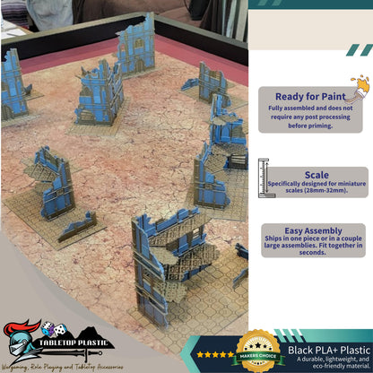 Foldable Gothic Ruins Terrain Set: Grimdark Tournament Ready