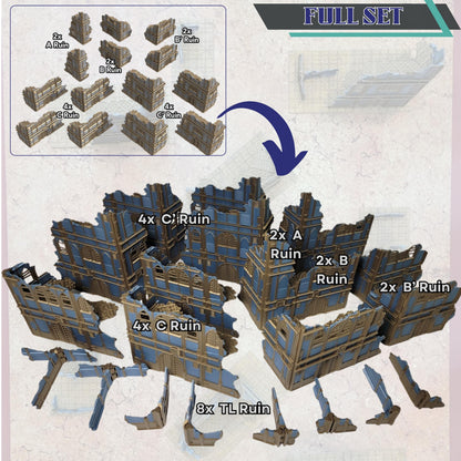 Foldable Gothic Ruins Terrain Set: Grimdark Tournament Ready