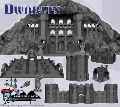 Dwarven Outpost Terrain Set | Kiribador Walls, Gate, Watchtower, Forge, Hall & Dungeon Tiles