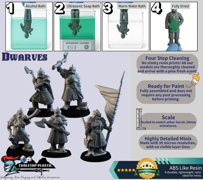 Heroic 28–32 mm Dwarven Command & Warriors Set — Kir Badur Dwarves by Dark Realms