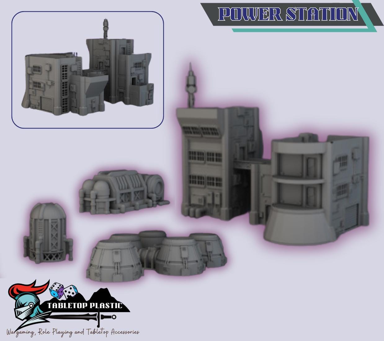 Cyberpunk NeoCity Terrain Set | Infinity-Scale Buildings, Power Station & Vehicles