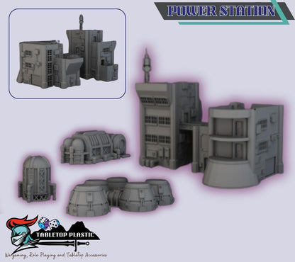 Cyberpunk NeoCity Terrain Set | Infinity-Scale Buildings, Power Station & Vehicles