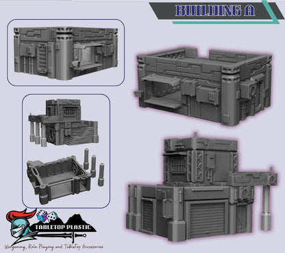 Cyberpunk NeoCity Terrain Set | Infinity-Scale Buildings, Power Station & Vehicles