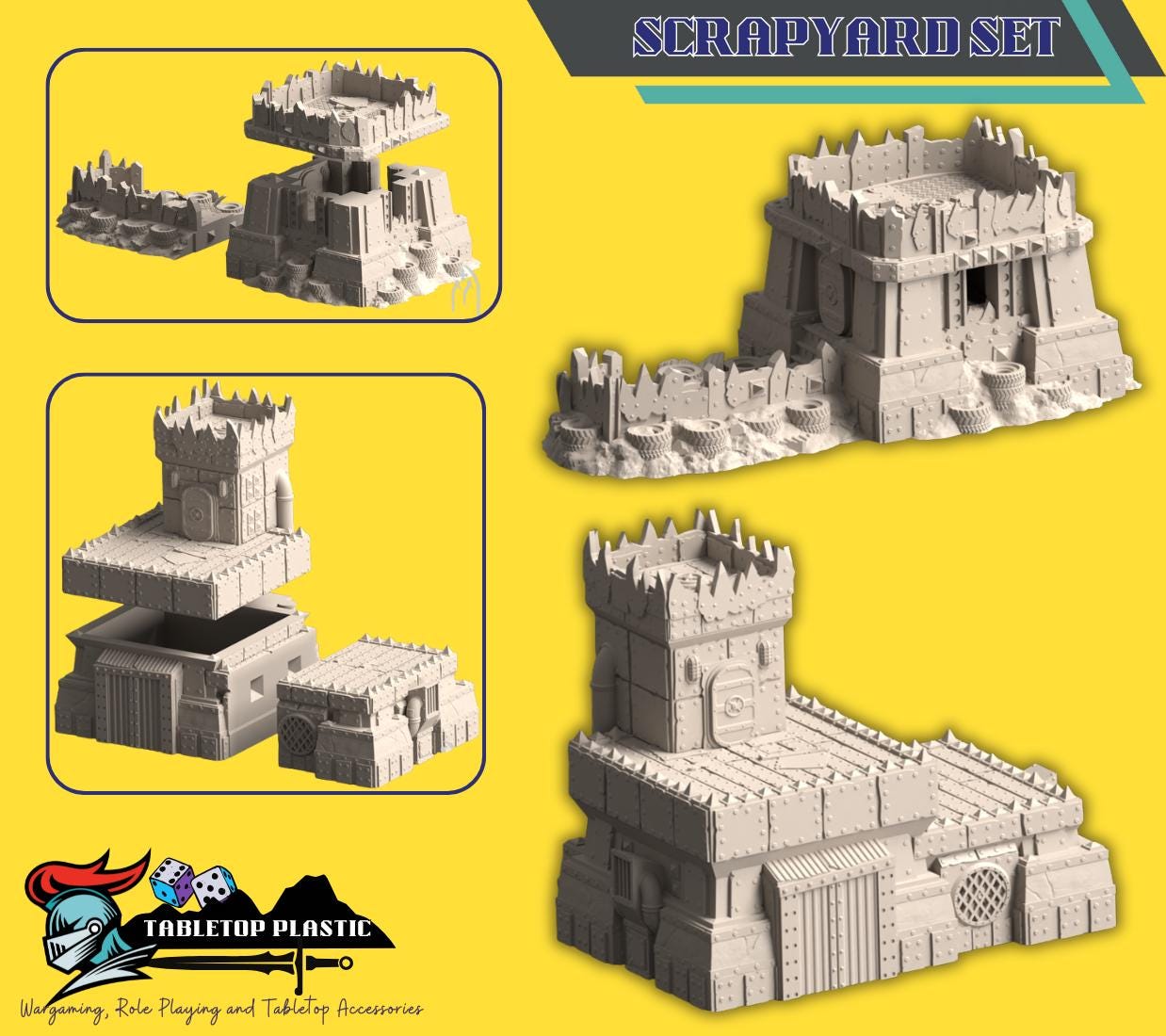 10mm Wasteland Junkyard Fortifications Terrain: Warpzel-1A “No Git’s Land” Full Set