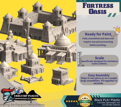 Desert Fortress City Terrain – 10mm-12mm Tabletop Oasis Scenery Set