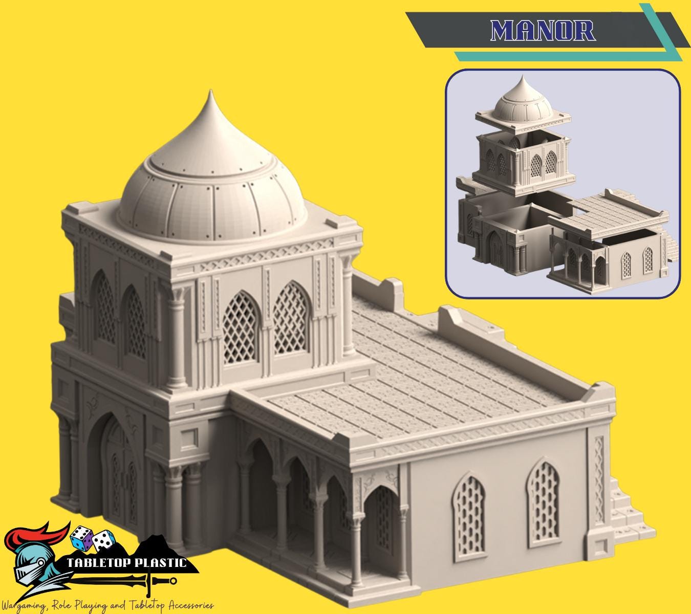 Desert Fortress City Terrain – 10mm-12mm Tabletop Oasis Scenery Set