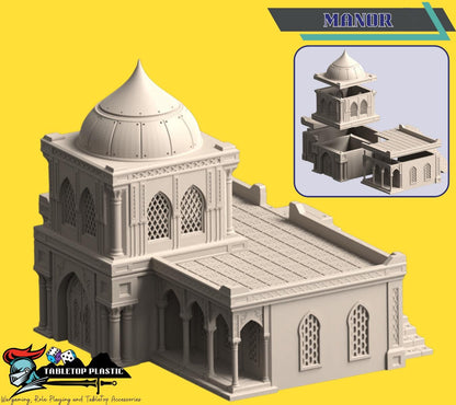 Desert Fortress City Terrain – 10mm-12mm Tabletop Oasis Scenery Set