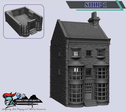 Victorian Townhouse Terrain Set | 7 Three-Story Shops & Residences for Malifaux/Steampunk Tables