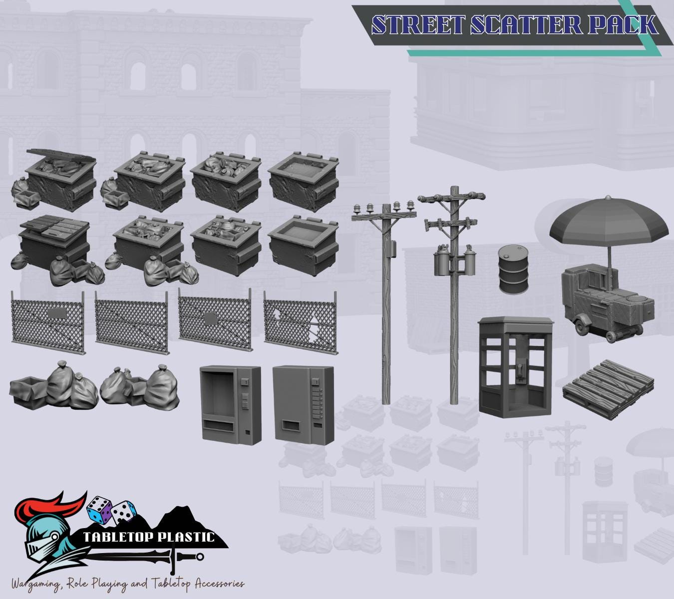 Modern Urban Terrain Set | Gas Station, Diner, Street Scatter & Multi-Story Building (MCP Scale)
