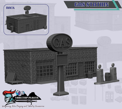 Modern Urban Terrain Set | Gas Station, Diner, Street Scatter & Multi-Story Building (MCP Scale)
