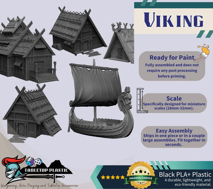 Viking Village Terrain Set | 28mm Medieval Wargaming Scenery