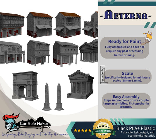 Aeterna Roman City Terrain: Modular Wargaming RPG Scenery for DnD