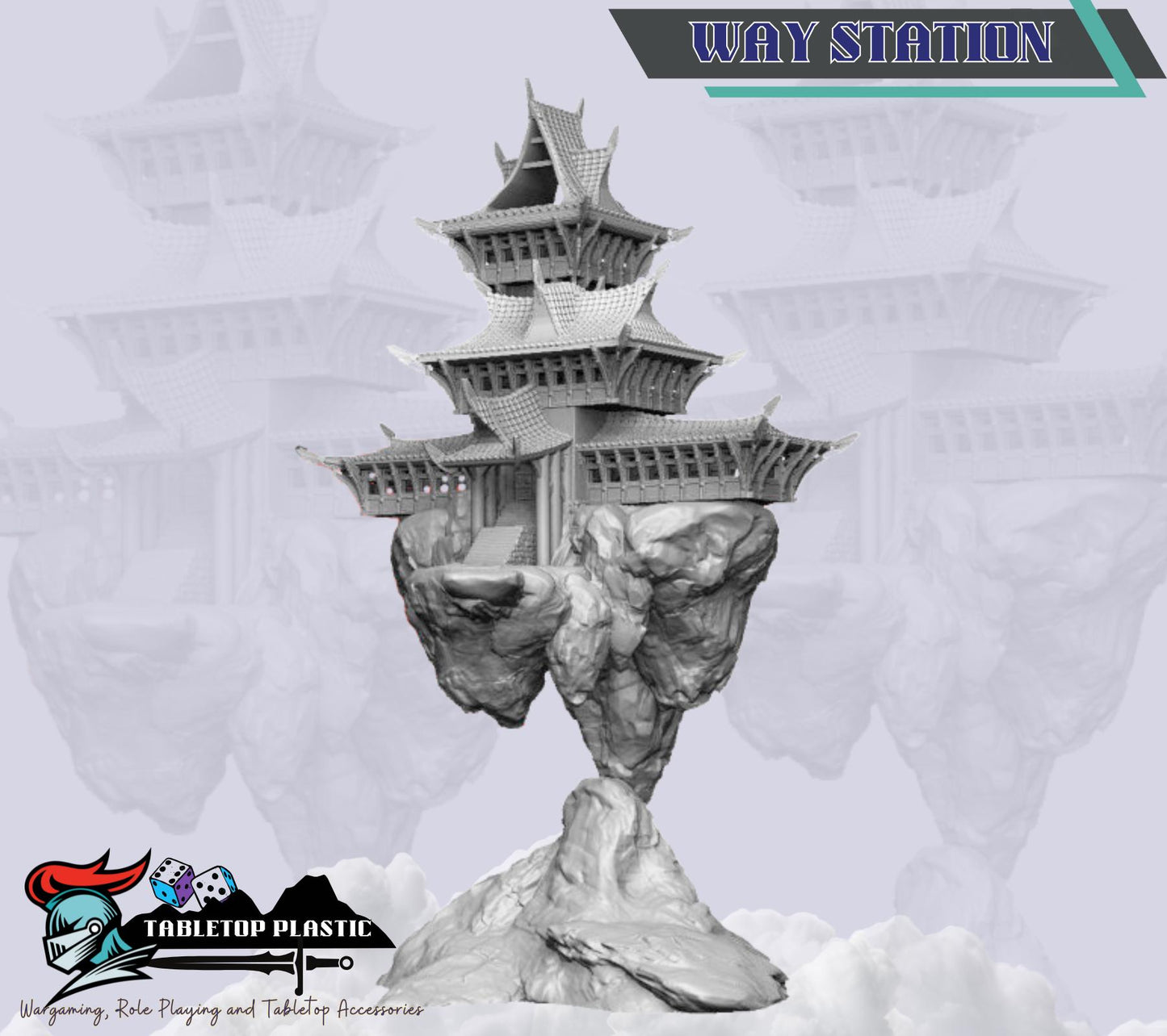 Eastern Floating Temple Terrain – Huaxia Sky Scenery Set | Shrine, Portal, Watchtower, Way Station & Rocks