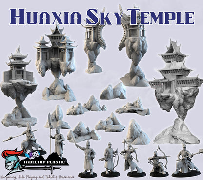 Eastern Floating Temple Terrain – Huaxia Sky Scenery Set | Shrine, Portal, Watchtower, Way Station & Rocks