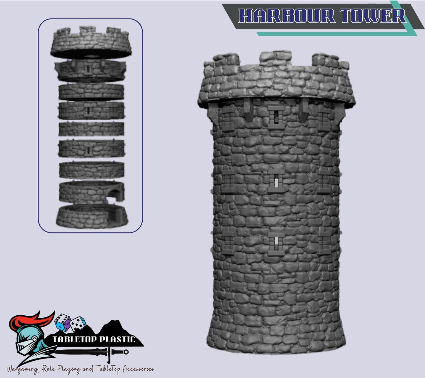 Medieval Harbour Terrain Set | Docks, Walls, Tower, Fisherman’s Hut & Merchant Ship (28mm)