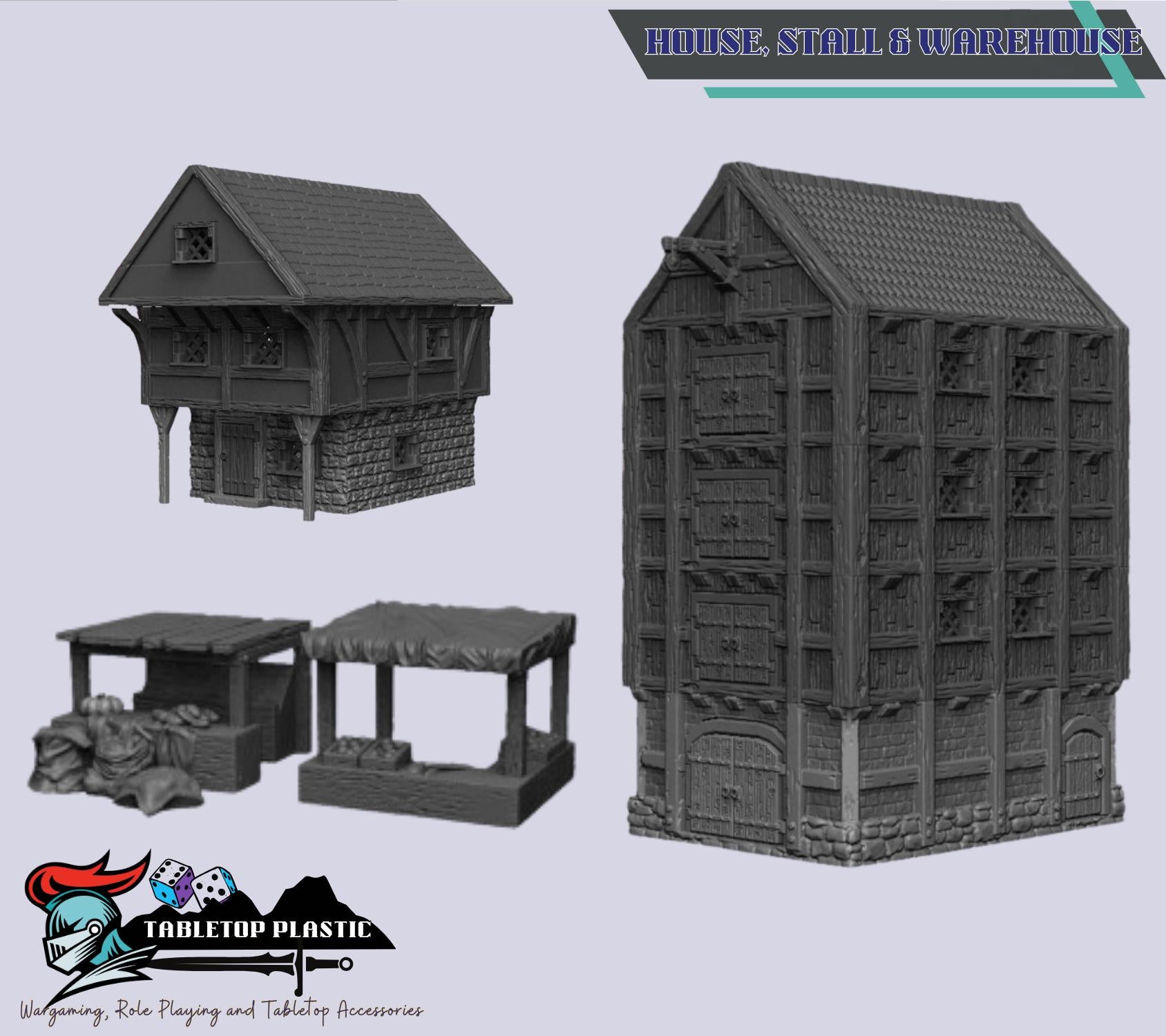 Medieval Ruins Terrain Set | Broken Tavern, Watchtower, Walls & Farmhouse (28mm)