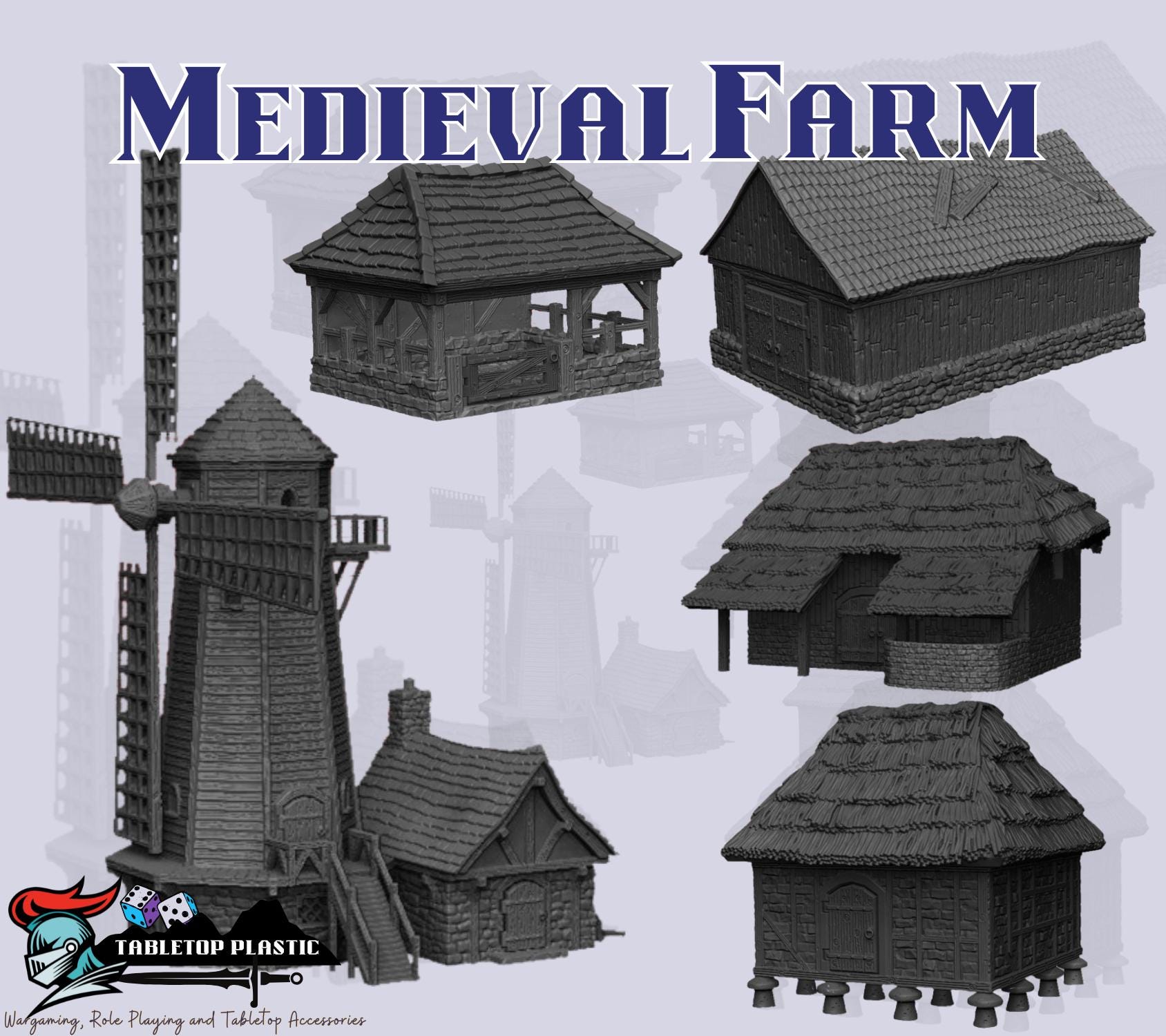 Medieval Ruins Terrain Set | Broken Tavern, Watchtower, Walls & Farmhouse (28mm)