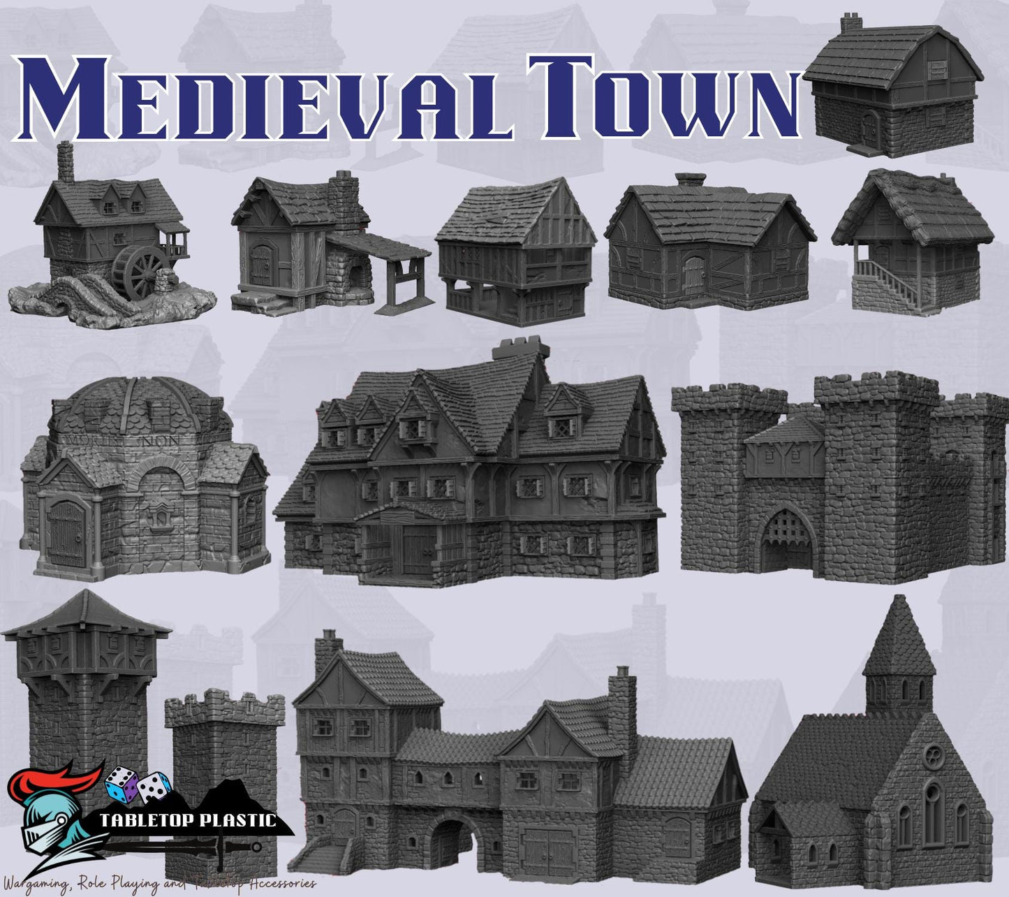 Medieval Harbour Terrain Set | Docks, Walls, Tower, Fisherman’s Hut & Merchant Ship (28mm)