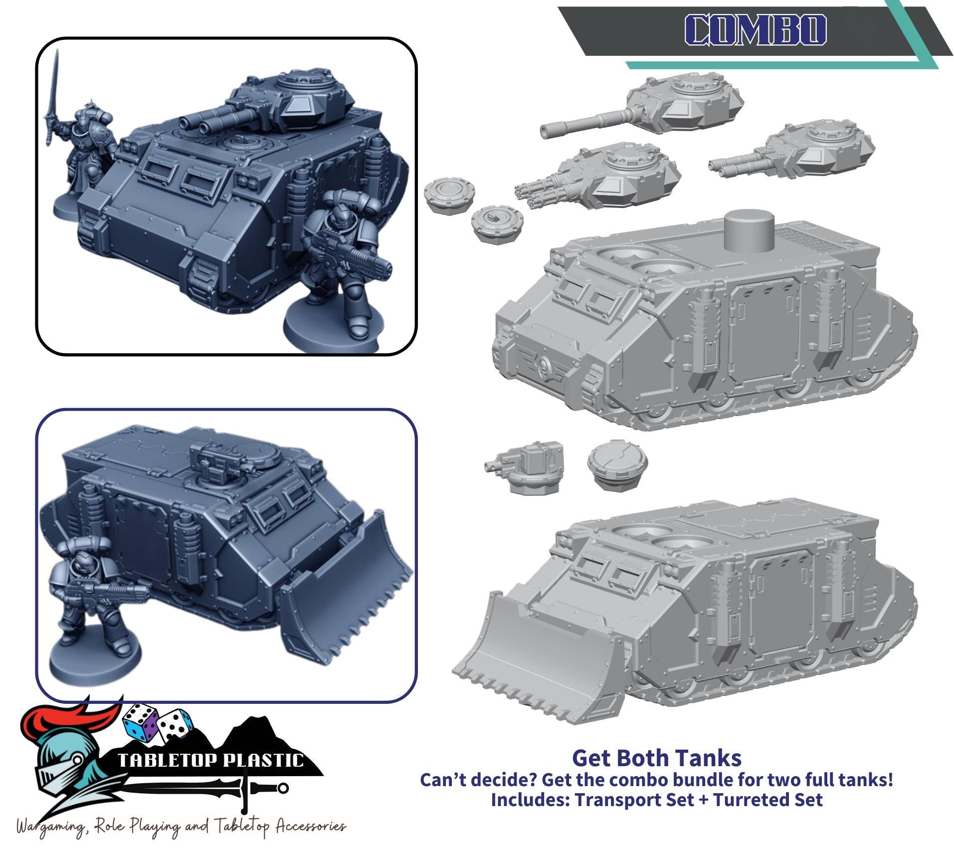 The Hippo Modular Sci-Fi APC Tank 28–32mm | Turret & Dozer Options