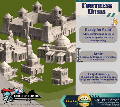 Epic Scale 15mm Desert Fortress City Terrain — Palaces, Walls & Hab Blocks Tabletop Scenery